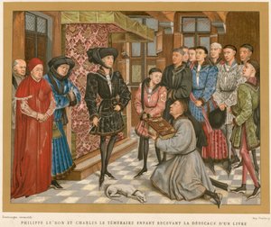 Philippe the Good and Charles the Fearless Receiving the Dedication of a Book by French School