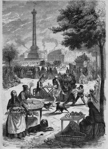 Place de la Bastille on a Sunday in September. Engraving after a Sketch by Pignard from 1865 by French School