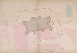 Plan showing the perimeter lines of the Bastille, 1830 by French School