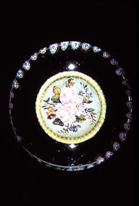Plaque, Sulphide with Floral Bouquet