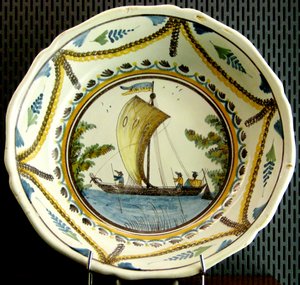 Plate Depicting a Sailing Boat on the Loire, Nevers