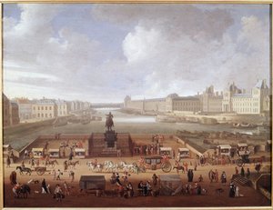 Pont-Neuf, Paris, seen from the entry to Place Dauphine showing 4 Nations College, Quai Malaquais and Louvre by French School