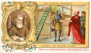 Pope Julius II with Michelangelo by French School