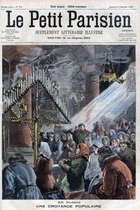 Popular belief in Russia: the faithful reunited in a church to gather at the time of the tsar