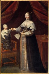 Portrait of Anne of Austria (1601-1666), Queen of France with Louis XIV as a Child
