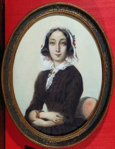 Portrait Miniature of George Sand (1804-76) c.1840 by French School