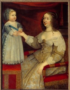 Portrait of Anne of Austria, Queen of France (1601-1666) and the Dauphin Louis XIV as a child