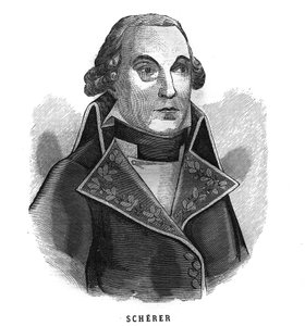 Portrait of Barthelemy Louis Joseph Scherer (1747-1804), Minister of War. Engraving in 