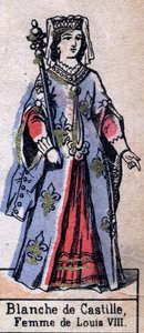Portrait of Blanche de Castille (1188-1252), wife of Louis VIII of France. Illustration late 19th century.