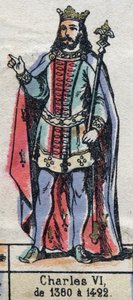Portrait of Charles VI of France, known as Charles the Beloved (1368-1422) (dynasty of the Capetians). Illustration late 19th century