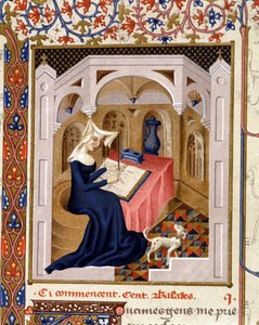 Portrait of Christine de Pisan Writing - Miniature