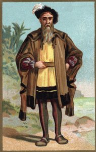 Portrait of Christopher Columbus. Chromolithography of the end of the 19th century.