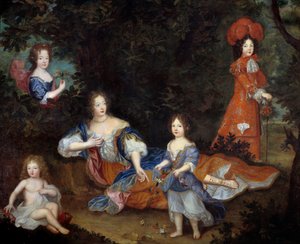 Portrait of Francoise Athenais by Rochechouart Mortemart, Marquise de Montespan and Her Children