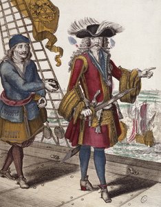 Portrait of Jean Bart holding a burning fuse in his mouth during a naval encounter by French School