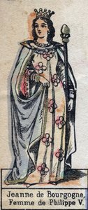 Portrait of Joan of Burgundy, wife of Philip V of France. Illustration late 19th century