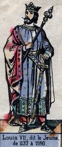 Portrait of Louis VII of France, known as Louis the Young (1120-1180). Illustration late 19th century.