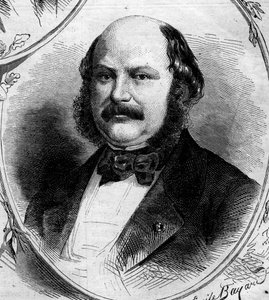 Portrait of Maximilian Jules Marcus Koenigswarter (1817-1878), French banker and politician. Engraving in Le Monde Illustré n°262 of 19 April 1862