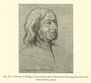 Portrait of Philippe de Commines, after a Red Chalk Drawing preserved in the Town Library, Arras (engraving) by French School