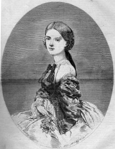 Portrait of Princess Clotilde of Savoy (1843-1911), future wife of Prince Napoleon (1822-1891). Engraving in Le Monde Illustré n°94 of 29 January 1859.
