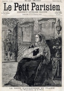 Portrait of Queen Victoria of England (1819-1901) Traveling Through France in Her Wagon Salon. Frontpage of French Newspaper Le Petit Parisien, March 21