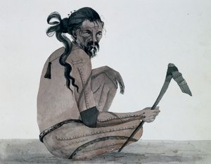 Portrait of Ualan Island Native, Caroline Archipelago, Watercolor by Jules-Louis Lejeune, Based on Voyage Around World