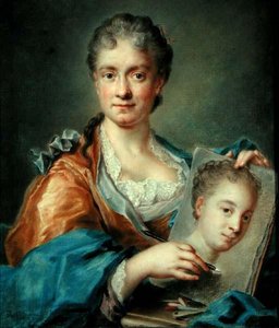 Portrait of a lady drawing a portrait, c.1750s
