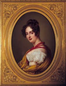 Portrait of a young woman with a red necklace