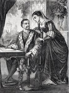 Portrait of the King of France Henri II and Diane de Poitiers - engraving