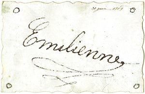 Postcard: Emilienne, dated June 30 by French School