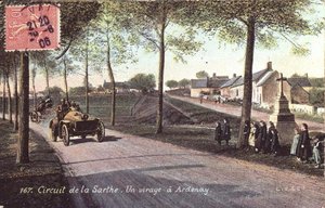 Postcard depicting driving in Sarthe