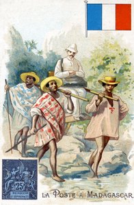 Postman delivering mail in Madagascar, late 19th century