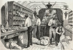 Posts: Interior of the traveling office - Engraving in 
