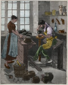 Pottery: Potter Executing a Vase on the Wheel. France by French School