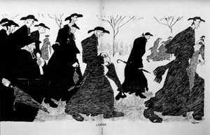 Priests in columns running away (separation of Church and State) - in “The Witness” of 29/12/1906 by French School