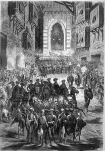 Procession in the streets of Cairo on the first day of Ramadan. Egypt by French School