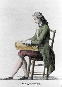 Psalterion player. Engraving from the end of the 18th century