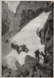 Pyrenees - ascension of the Pic du Midi - engraving in PATRIE - DESCRIPTION PIQUE DE LA FRANCE EN 6 VOLUMES BY LUCIEN HUARD - end 19th century