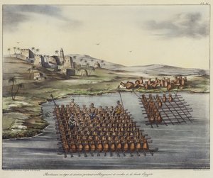 Rafts Carrying Jugs in Egypt by French School
