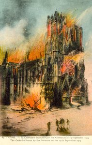 Reims, Cathedral Burnt by the Germans on 19 September 1914 by French School