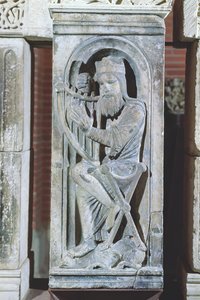 Relief depicting King David playing the harp, from La Daurade by French School
