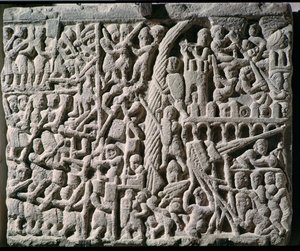 Relief depicting the Siege of Carcassonne by Simon de Montfort in 1209 by French School