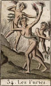 Representation of Furies, Tisphone, Megere and Alecton, persecuting divinities. From 