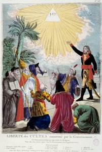 Representation of the freedom of worship of all religions maintained by Napoleon Bonaparte by French School