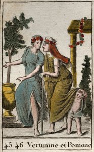 Representation of the God of Autumn Vertumnus and Pomona, Nymph of Fruit and Gardening. Vertumnus Takes the Look of an Old Woman to Seduce Pomona