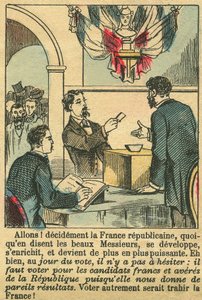 Republican France deserved the vote of the French. Engraving, in Le Figaro, supplement, on 30/03/1889, Paris. Coll. Selva. by French School