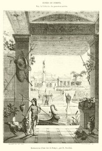 Restoration of a View of Pompeii (engraving) by French School