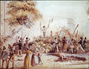 Revolution of July in Paris - Barricade in Boulevard Saint Martin by French School
