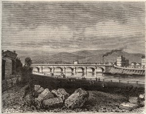 Roanne - Loire, en region Rhone-Alpes - engraving in La France illustree: geography, history, administration statistique by V.A. Malt-Brown