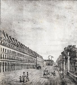 Rue de Rivoli, Paris - Alphabet Picturesque des Monumens de Paris c.1840 (engraving) by French School
