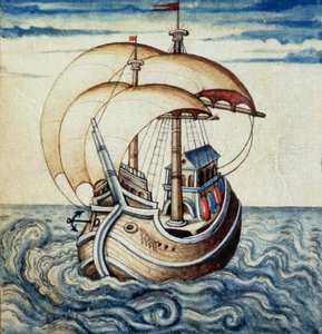 Sailing ship, from Theatre des Vices et Vertus, by Jan van der Noot